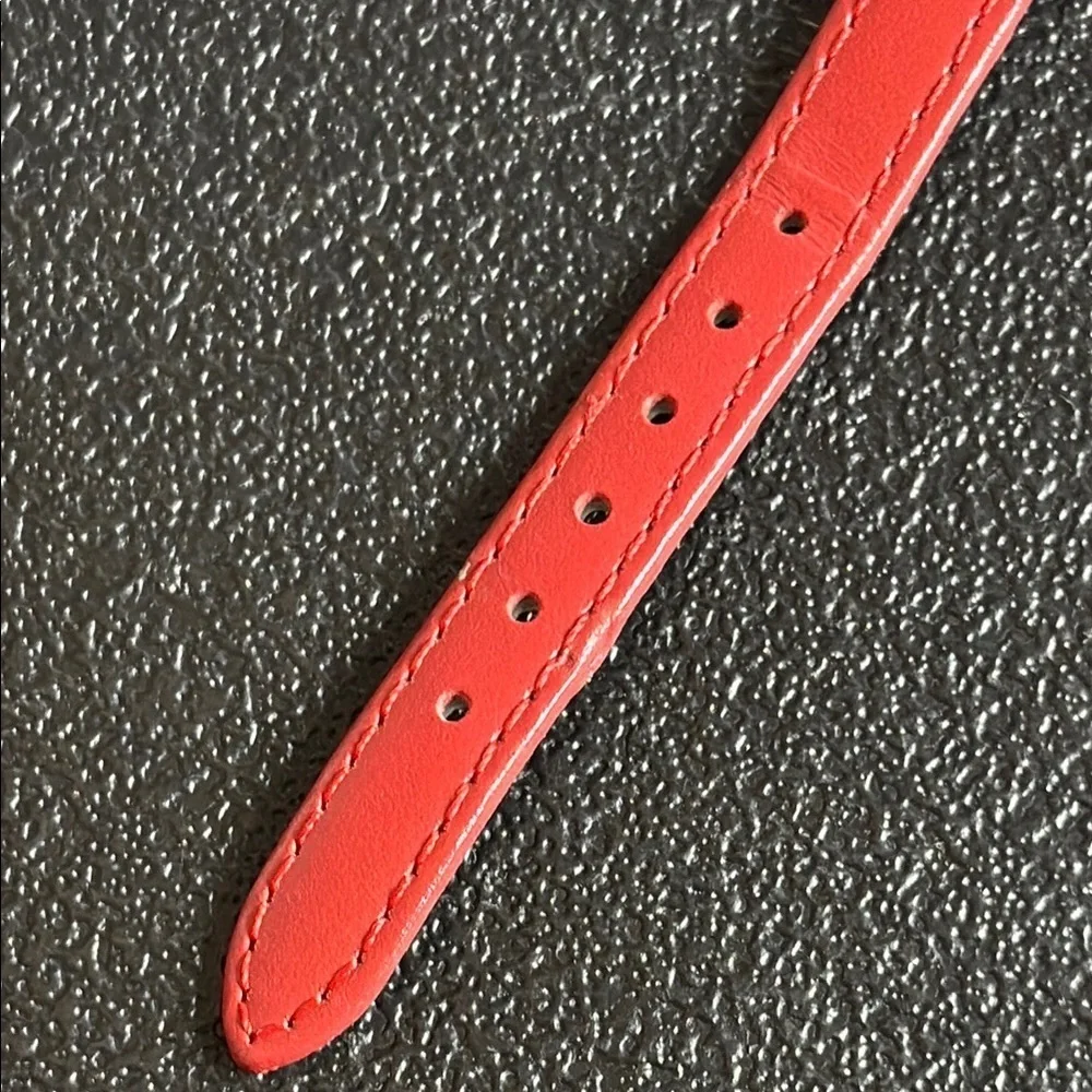 Anne Klein Red Leather Strap Watch Silver Tone Working Dainty​